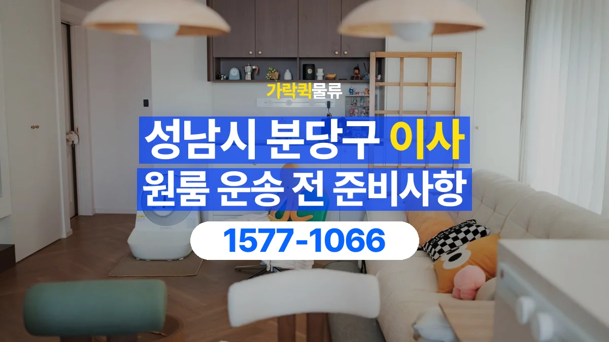 가락퀵물류 · 경기 성남시 분당구 원룸 이사 용달 상차 전과 하차 후 확인할 물품 목록
